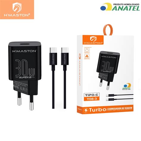 H Maston Y08 TURBO PD 30W QC 3 0 TIPO C Lightning Carregador Shopee