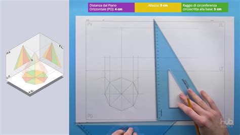 Proiezione Ortogonale Di Una Piramide A Base Ottagonale Con Base
