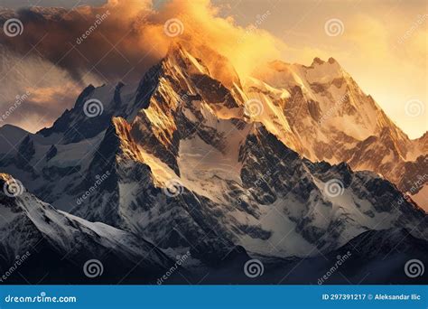 Mountain Range at Amazing Sunset. Poster, Wall Art Design Stock ...