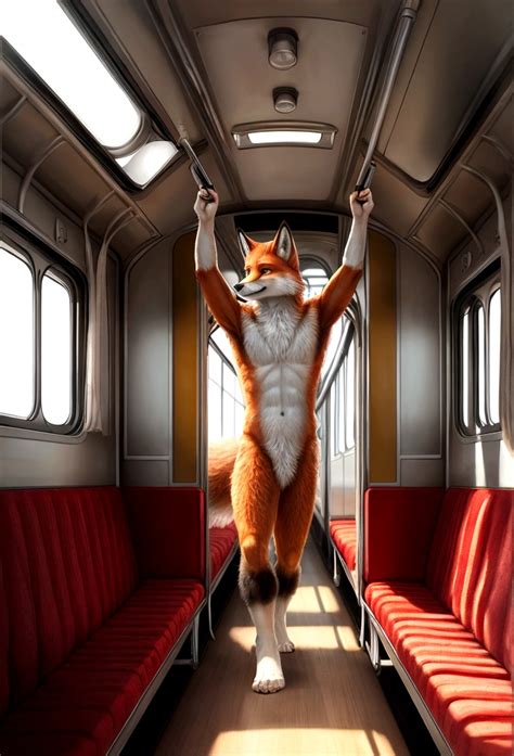 Realistic Art Of A Beautiful Naked Fluffy Fur Anthropomorphic Fox Boy