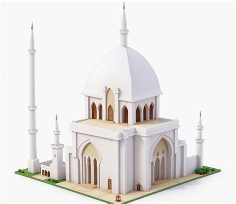 Premium Photo D Rendering Of A Miniatur Mosque On A Isolate White