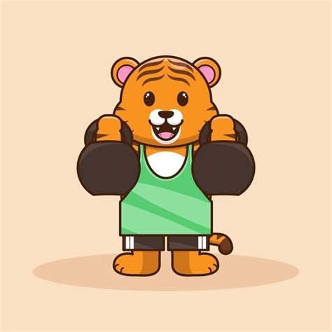 Premium Vector Cute Tiger Gym Cartoon Vector Icon Illustration Animal