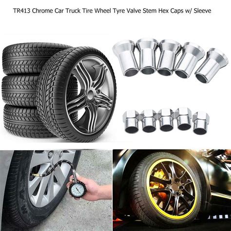 Pcs Tr Chrome Car Truck Tire Wheel Tyre Valve Stem Hex Caps W