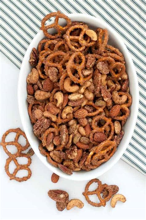 Sweet and Spicy Pretzel Nut Snack Mix - Flavour and Savour