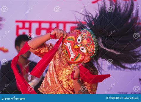 Lakhe Dancer Performing During The Lakhe Dance Festival In Kath