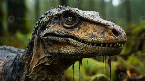 Close-up photo of a Velociraptor looking in their habitat. Generative AI 29910021 Stock Photo at ...