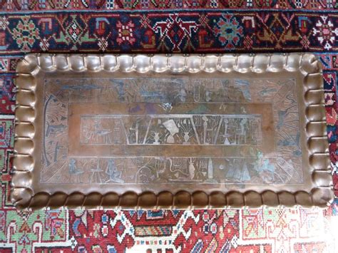 Vintage Egyptian Copper Table Top Copper Inlaid With Silver Etsy