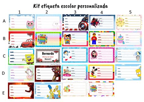 Kit Etiqueta Escolar Personalizada No Elo Atelie Jo Artes B Fe