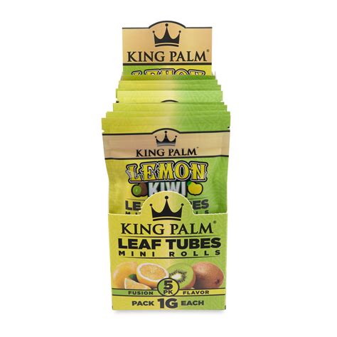 KING PALM LEAF TUBES MINI ROLLS LEMON KIWI 5CT PK 1GM EACH BOX OF