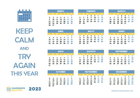 Calendario Keep Calm And Try Again This Year