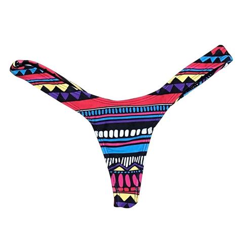 WILLBEST Sexy Bikini Women Brazilian Print Bikini Bottom Thong Bathing