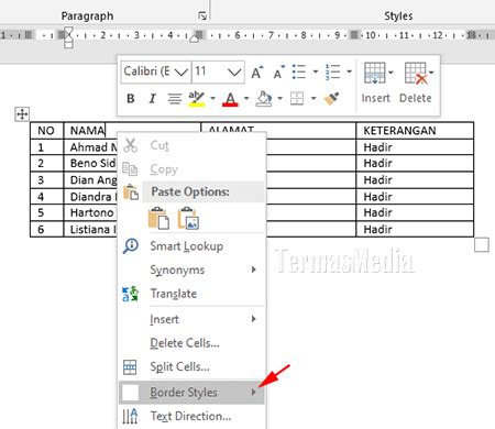 2 Cara Mengubah Atau Mengganti Warna Garis Tabel Di Microsoft Word