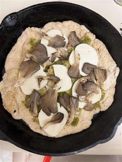 Homemade Oyster Mushroom Pizza With Pesto Rfood