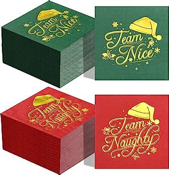 Pcs Christmas Napkins Team Naughty Nice Paper Napkin Disposable