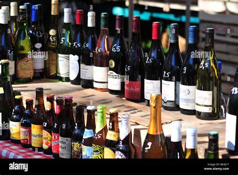 French Wines Display At Market Stock Photo Alamy