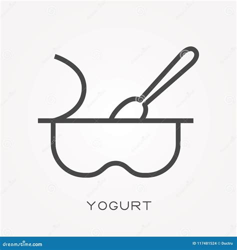 Iconos Planos Del Vector Con El Yogur Ilustración del Vector