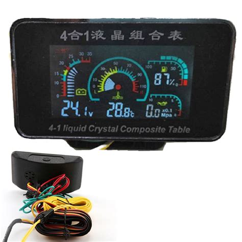 Instrument Panel 4in1 Universal LCD Car Digital Voltmeter Meter Fuel