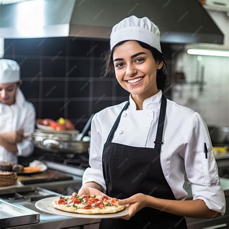 Premium AI Image | Portrait of confident young woman chef working in