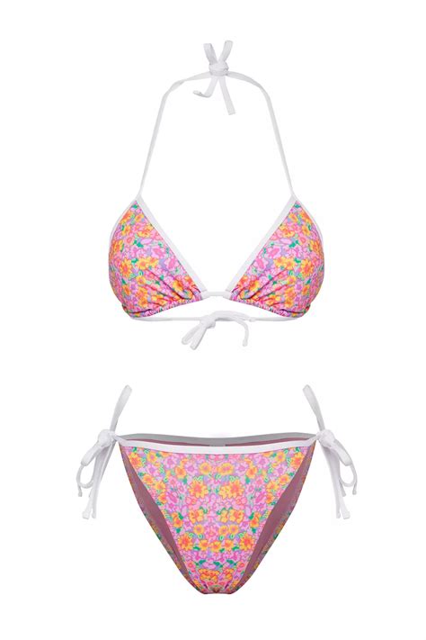 Buy Trendyol Floral Patterned Triangle Piping Regular Bikini Set Online ZALORA