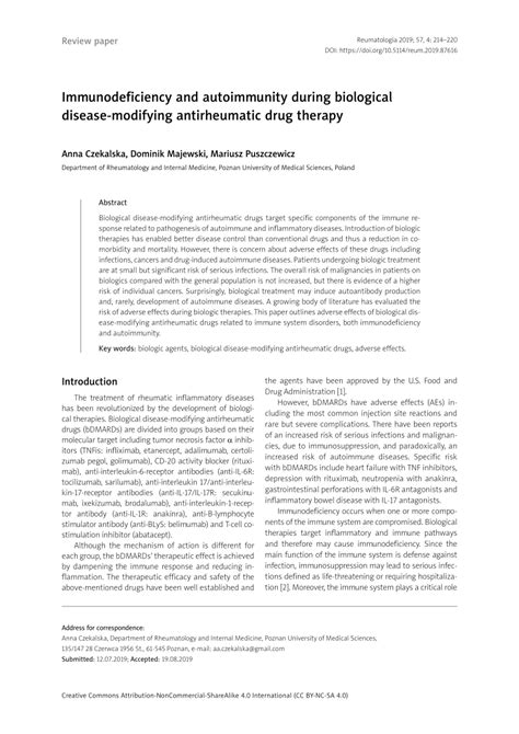 PDF Immunodeficiency And Autoimmunity During Biological Disease