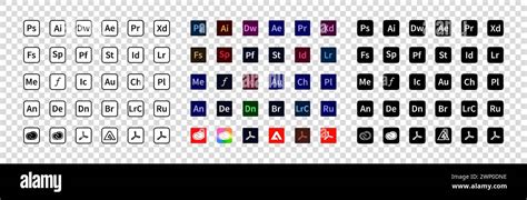 Adobe Products Logotype Set Of Adobe Apps Illustrator Photoshop