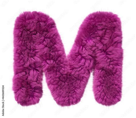 Pink Fur Alphabet Furry Furry Letter M Isolated On White Background