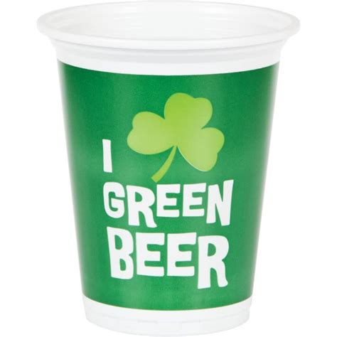 Green Beer 16 oz Plastic Cups: Party at Lewis Elegant Party Supplies ...