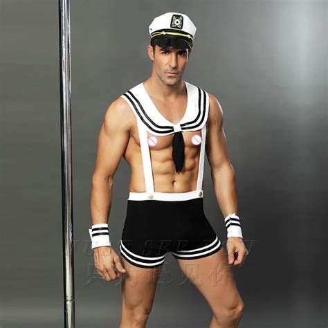 Adult Men Sexy Sailor Costume Hot Erotic Sexy Slim Fit White Seaman