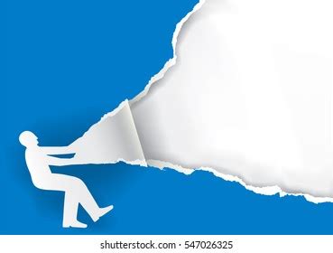 Man Paper Silhouette Ripping Paper Background Stock Vector Royalty