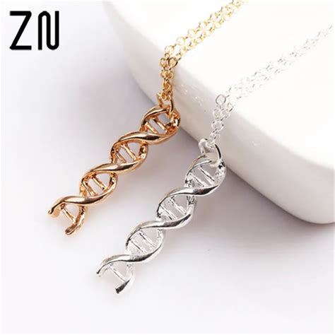 ZN Double Helix Pendant Biology Lab Science CH DNA Structure Geek Chain