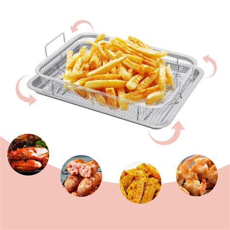 2pc Air Fryer Basket For Oven Stainless Steel Frying Basket Tray Non