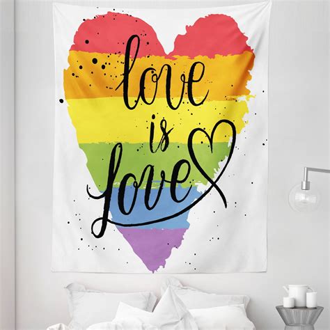 Pride Tapestry LGBT Gay Lesbian Parade Love Is Love Hand Writing Paint Strokes Fabric Wall
