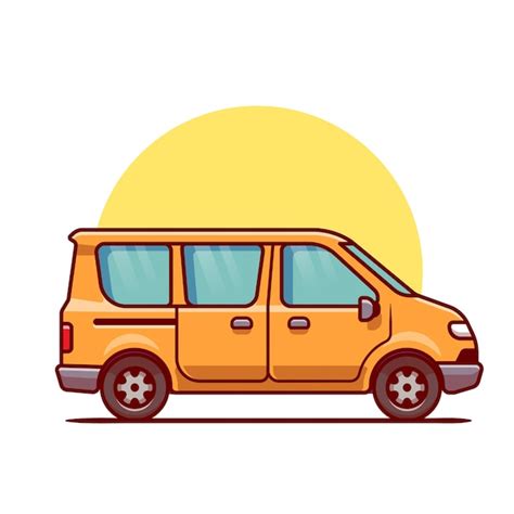 Premium Vector Van Car Cartoon Vehicle Transportation Isolated