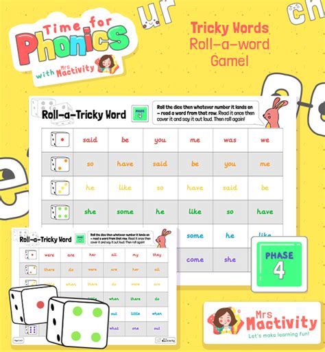 Phase 4 Phonics Roll A Tricky Word Activity Mrs Mactivity