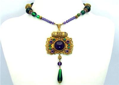 Vtg Rare S Art Deco Signed Gesch Czech Amethyst Glass Filigree