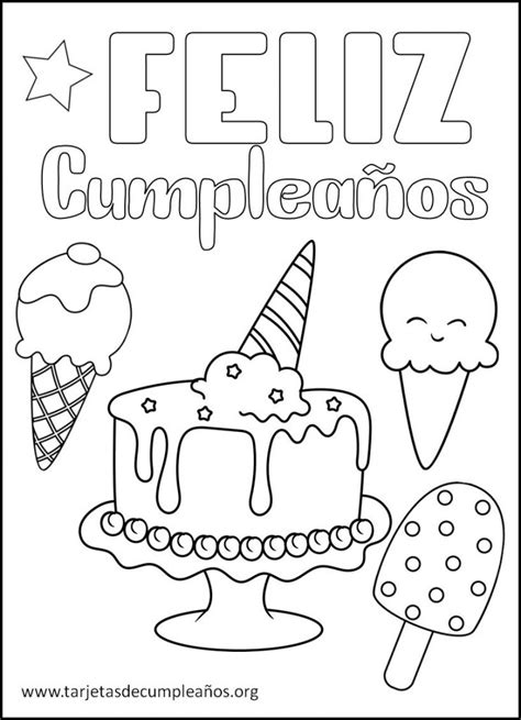 Tarjetas De Cumpleaños Para Colorear Y Pintar Imágenes 🎂 🎉