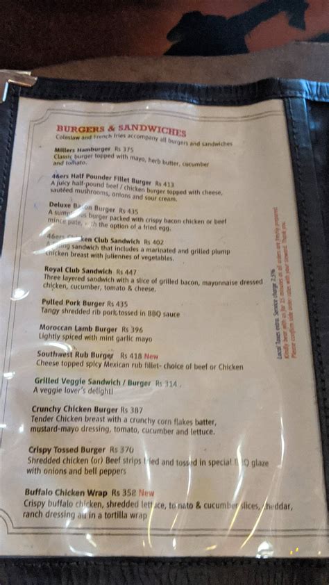 Menu At Millers 46 Steak House And Bar Bengaluru