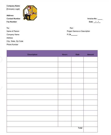 Free Plumbing Invoice Template Word Pdf Eforms 14 Free Plumbing