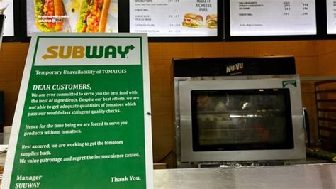 After Mcdonalds Some Subway Outlets Drop Tomatoes Off Menu Citing