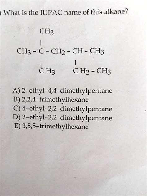 SOLVED What Is The IUPAC Name Of This Alkane CH3 CH3 C CH2 CH