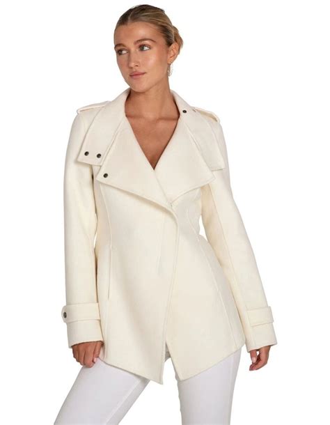 Belle Bloom Bad Girl Wool Blend Moto Coat In Cream MYER