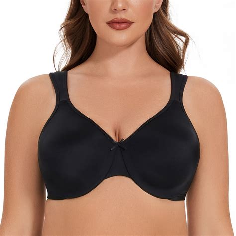 Meleneca Womens Minimizer Seamless Unlined Comfortable Plus Size Underwire Bra Black 44b