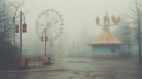 Premium Photo A Photo Of A Deserted Amusement Park Misty Atmosphere