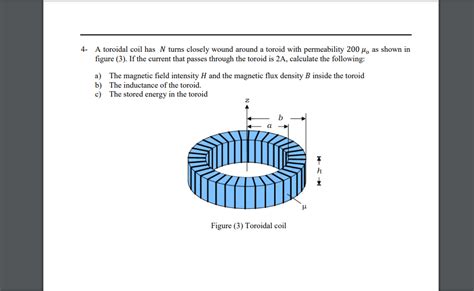 Solved 4 A Toroidal Coil Has N Turns Closely Wound Around A