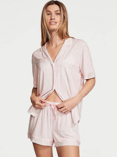 Purest Pink Stripe Modal Short Pyjamas Q85890 £55