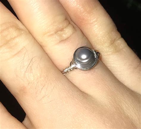 Black pearl ring | Etsy