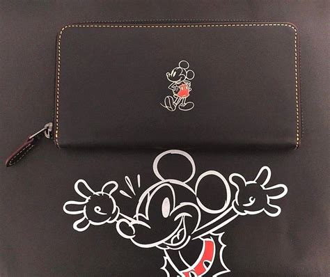 Coach X Disney Mickey Mouse Accordion Zip Wallet Black Leather 58939