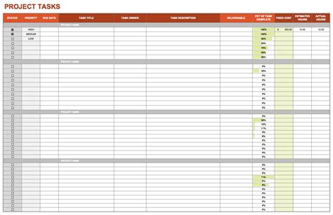 Project Task List Template Excel - Hoken Nays.