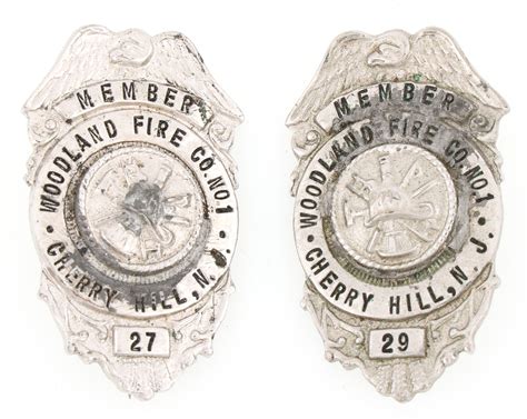 Lot Detail Cherry Hill New Jersey Woodland Fire Company Badges