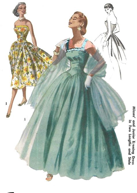 Vintage 1950 S Sewing Pattern Evening Dress Bridal Ball Gown Bust 34